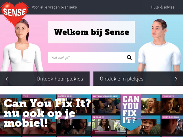 Afbeelding van de Sense website